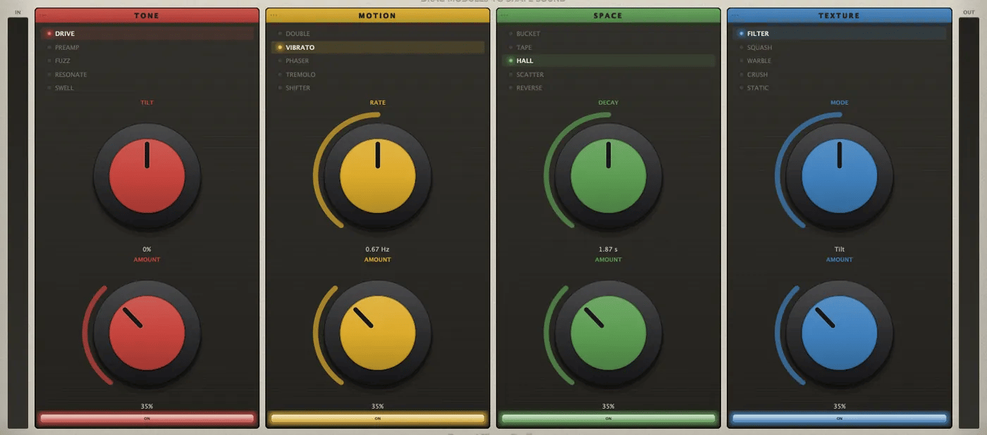 The four module strips rearranging into different chain orders