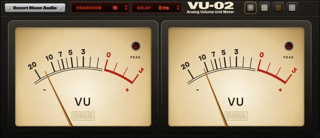 Both VU needles dancing with programme material, peak lamp latching at the top