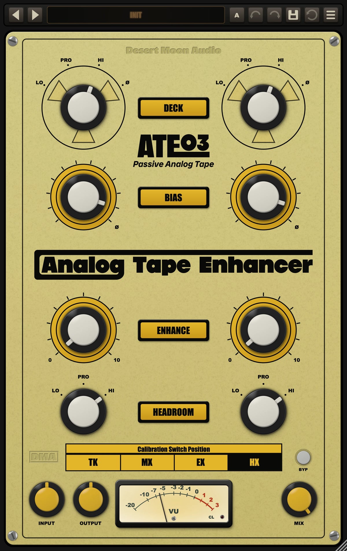 Analog Tape Enhancer panel, with its controls numbered